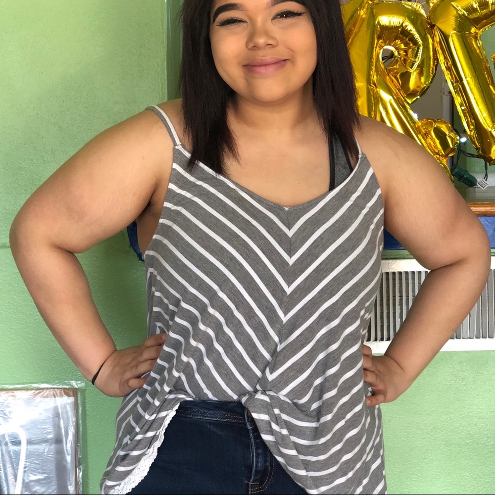 Gray and White Striped Cami, Torrid Size 2